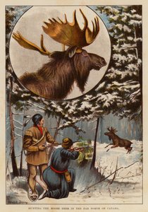 Jakt på älg i nordligaste Kanada (färglitografi) av English School