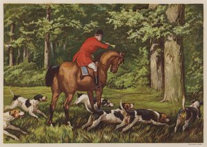 Jakt med hundar (färg litho) av English School