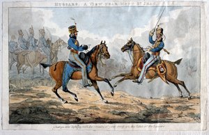 Hussars, A view near Mont St Jean (färgad akvatint) av English School
