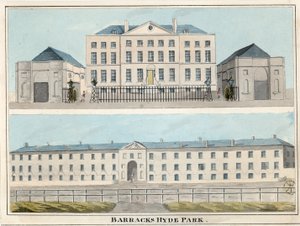 Hyde Park Barracks, London (wc på papper) av English School