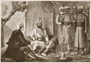 Hyder Ali och missionären, illustration från Cassells Illustrated History of India av James Grant, pub. 1879 av English School
