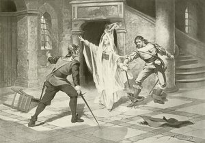 I Puritani, akt I scen v (gravyr) av English School