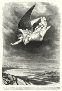 Jag såg en annan ängel flyga mitt i himlen, Uppenbarelse XIV, 6, 7 (gravyr) av English School