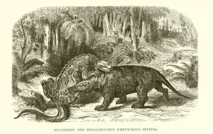 Iguanodon och Megalosaurus, kritasystemet av English School