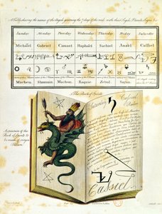 Illustrerad sida från a Book of Magic The Magus av Francis Barrett, 1801 (färggravyr) av English School