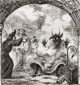 Illustration efter George Cruikshank för dikten "A Lat of St. Nicholas", från "The Ingoldsby Legends or Mirth and Marvels", av Thomas Ingoldsby, publicerad 1865 av English School