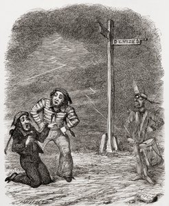 Illustration efter George Cruikshank för dikten "The Dead Drummer", från "The Ingoldsby Legends or Mirth and Marvels", av Thomas Ingoldsby, publicerad 1865 av English School