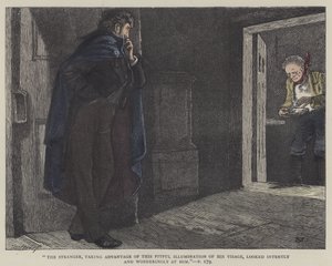 Illustration för Little Dorrit (färgad gravyr) av English School