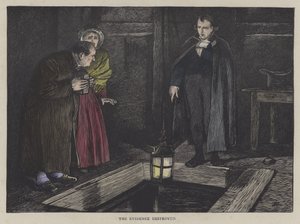 Illustration för Oliver Twist (färgad gravyr) av English School