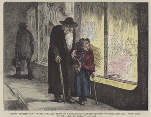 Illustration för vår gemensamma vän (färgad gravyr) av English School