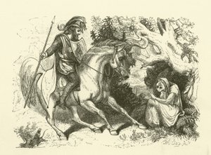 Illustration till Sir Thomas Thumbs historia (gravyr) av English School