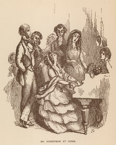 Illustration till The Newcomes av Thackeray (litografi) av English School