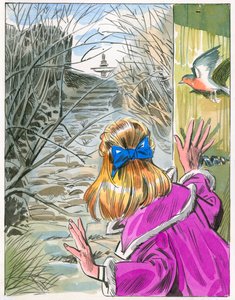 Illustration för The Secret Garden (gouache på papper) av English School