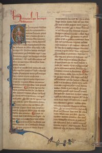 Bild på kung Ine från Englands stadgar, bomullsmanuskript Claudius D II, f.5r av English School