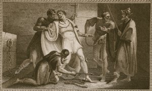 Fängelse av Stephen, illustration från David Humes The History of England, pub. av R. Bowyer, London, 1812 av English School