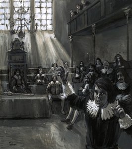 I parlamentet talade Oliver Cromwell för de "fattiga gemene man" med raka, raka tal av English School