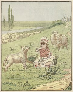 På ängarna (färglitografi) av English School
