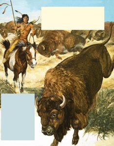 Indier jagar en buffel av English School