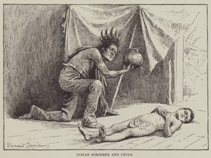 Indisk trollkarl och barn (gravyr) av English School