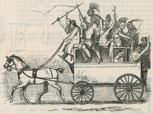 Indianer från Ojibbeway-stammen i en Londonbuss av English School