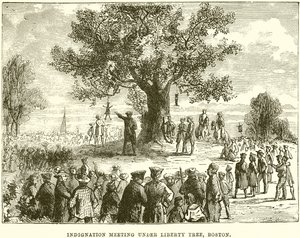 Indignationsmöte under Liberty Tree, Boston av English School