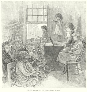 Småbarnsklass i en industriskola (gravyr) av English School