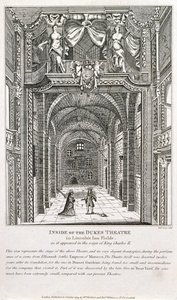 Insidan av Dukes Theatre, London, graverad av Richard Sawyer, 1820 av English School