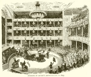 Interiör av Astleys Amphitheater 1843 av English School