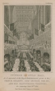 Interiören i Guildhall, London, som den såg ut på Royal Entertainment som gavs till Prince Regent av English School