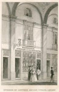 Interiör av Lowther Arcade, Strand, London, med Harrison, juvelerare och silversmed