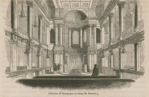 Interiör av synagogan på Great St Helens, London av English School