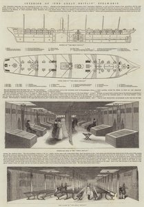 Interiör av "The Great Britain" Steam-Ship (gravyr) av English School