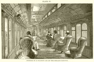 Interiör av en Pullman Car på Midland Railway av English School