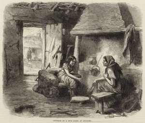 Interiör av en lerstuga vid Kildare av English School
