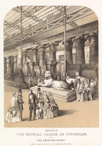 Interiör av Crystal Palace i Sydenham - det egyptiska hovet av English School