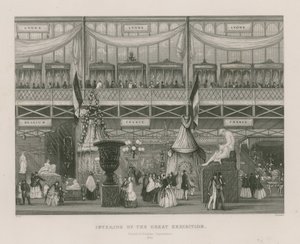 Interiör av den stora utställningen, 1851, franska och belgiska avdelningen av English School