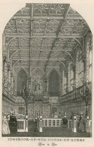 Interiör av House of Lords, Westminster, London, från baren av English School