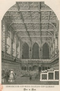 Interiör av House of Lords, Westminster, London, från söder av English School