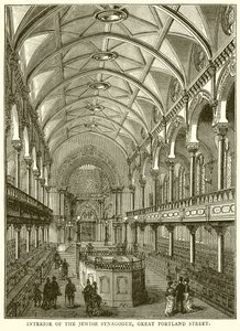 Interiör av den judiska synagogan, Great Portland Street av English School