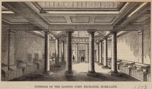 Interiör av London Corn Exchange, Mark Lane av English School