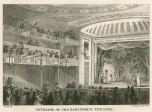 Interiör av Sans Pareil Theatre (Adelphi Theatre), London av English School