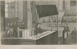 Interiör av Sessions House, Old Bailey av English School