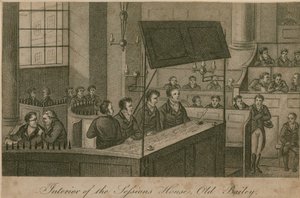 Interiör av Sessions House, Old Bailey av English School