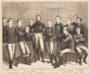 Internationell fotbollsmatch på Kennington Oval: England vs. Skottland - The Scotch Team, från The Graphic, 1879 av English School