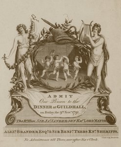Inbjudan till en bankett i Guildhall, London, den 9 november 1792 av English School