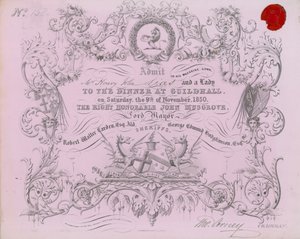 Inbjudan till en bankett i Guildhall, London, den 9 november 1850 av English School