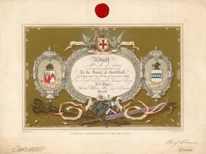 Inbjudan till en bankett i Guildhall, London, den 9 november 1853 av English School