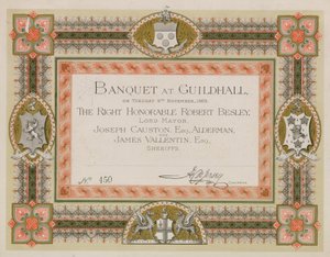 Inbjudan till en bankett i Guildhall, London, den 9 november 1869 av English School