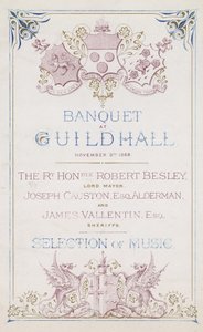 Inbjudan till en bankett i Guildhall, London, den 9 november 1869 av English School
