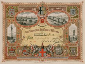 Inbjudan till en bankett i Guildhall, London, den 9 november 1878 av English School
